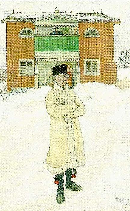 Carl Larsson daniels mats framfor sitt hus- daniels mats i bingsjo oil painting picture